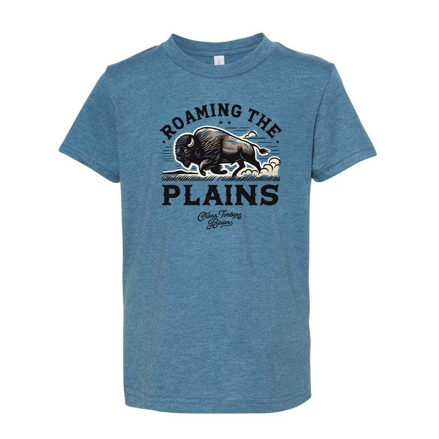 Roaming the Plains - Denim Teal Kids Shirt