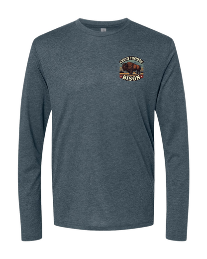 Indigo Heather Long Sleeve Shirt – Distressed Bison Sunset