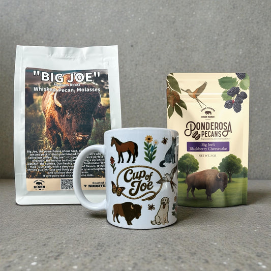 Big Joe Bundle - Coffee, Cup of Joe Mug & Blackberry Cheesecake Pecans