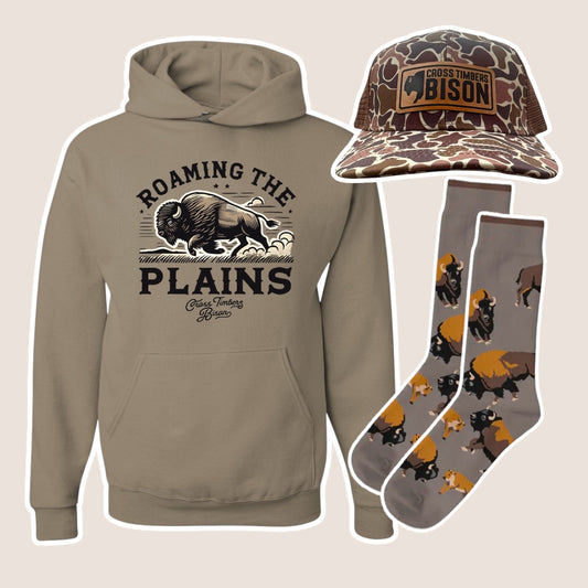 Roaming the Plains Bundle – Khaki Brown Hoodie, Cap and Socks!