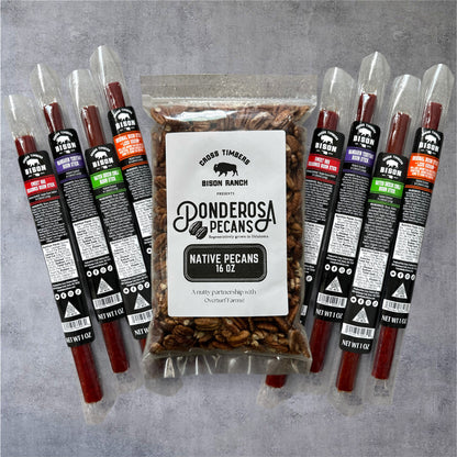 Frontier Sampler – Bison Snack Sticks & Native Pecans