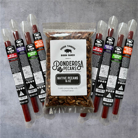 Frontier Sampler – Bison Snack Sticks & Native Pecans