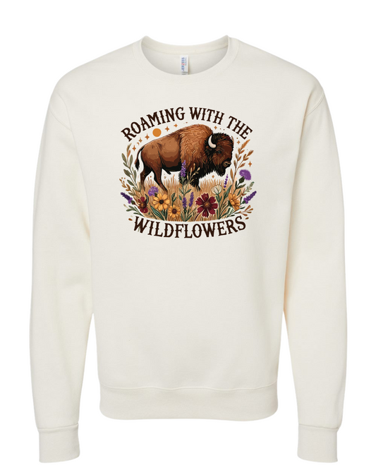 Cream Crewneck Sweatshirt - Roaming with the Wildflowers
